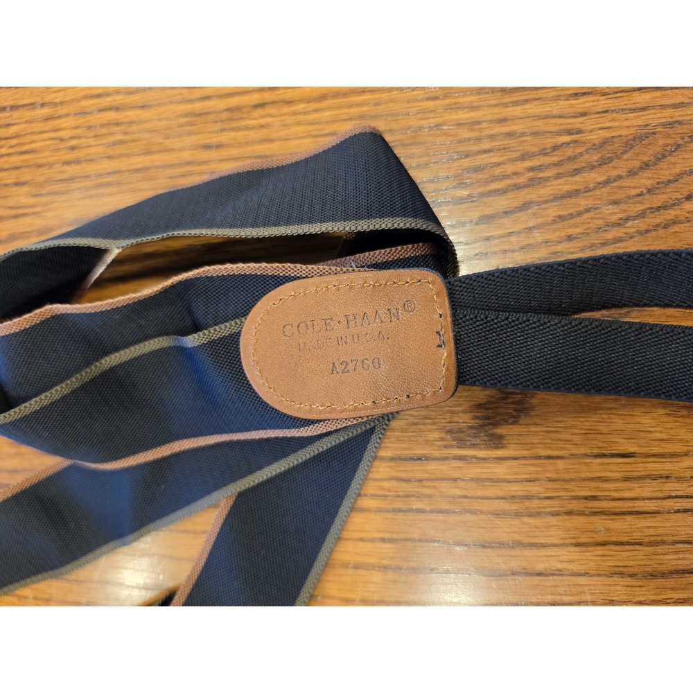 Cole Haan Suspenders Made In USA Vintage A2760 Black Solid Brass
